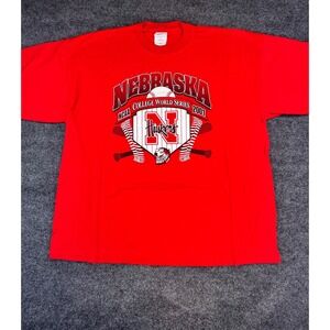 Vintage 2001 Nebraska Huskers College World Series T Shirt NCAA Baseball Y2K